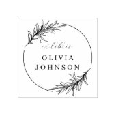 Chic Botanical Leaves Script Ex Libris Custom Name Rubberstempel (Afrduk)