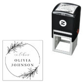 Chic Botanical Leaves Script Ex Libris Custom Name Zelfinktende Stempel (In situ)