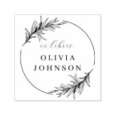 Chic Botanical Leaves Script Ex Libris Custom Name Zelfinktende Stempel (Design)
