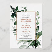 Chic Botanical Lijst Wedding REAL Folie Uitnodigin Folie Uitnodiging (Voorkant)