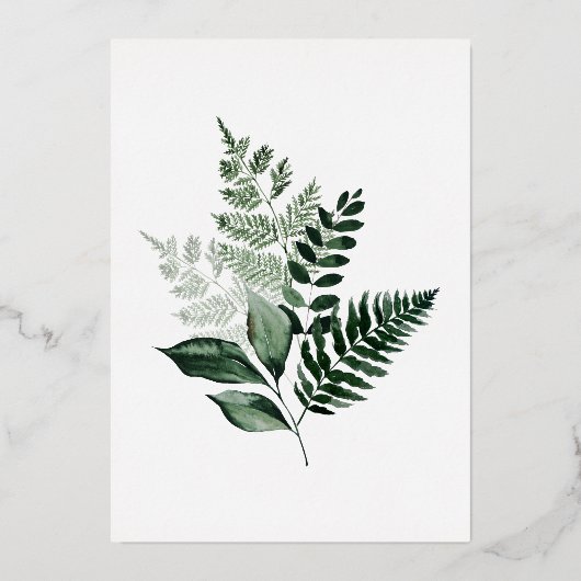 Chic Botanical Lijst Wedding REAL Folie Uitnodigin Folie Uitnodiging (Achterkant)