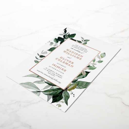 Chic Botanical Lijst Wedding REAL Folie Uitnodigin Folie Uitnodiging (Gedraaid)