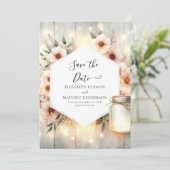 Chic Botanical Mason Jar Wedding Save The Date (Staand voorkant)