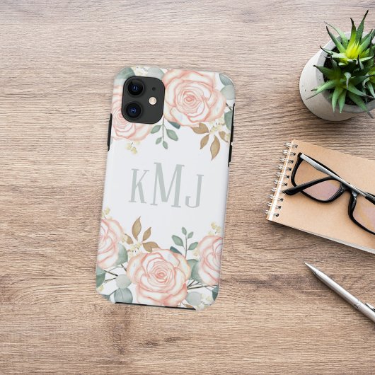 Chic Botanical Monogram Stylish Floral Greenery Case-Mate iPhone Case