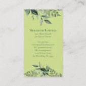 Chic Botanical Monogram Trendy Limoen Emerald Gree Visitekaartje (Achterkant)