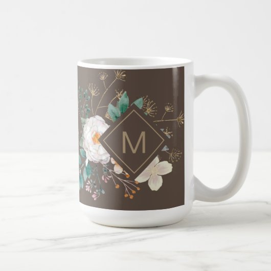Chic Botanical Monogrammed Coffee Mok (Rechts)