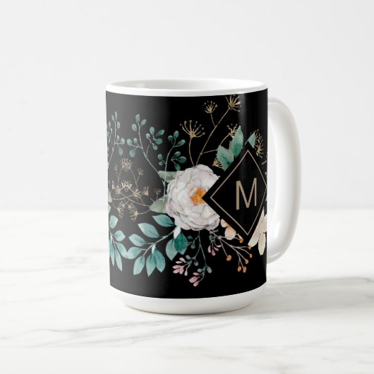 Chic Botanical Monogrammed Coffee Mok (Voorkant rechts)