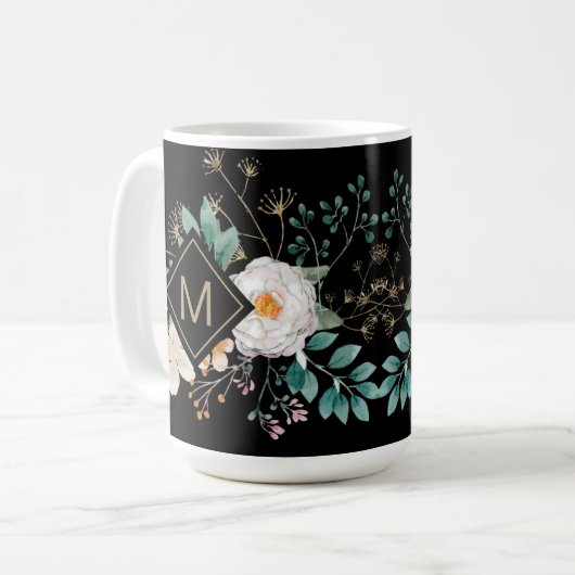 Chic Botanical Monogrammed Coffee Mok (Voorkant links)