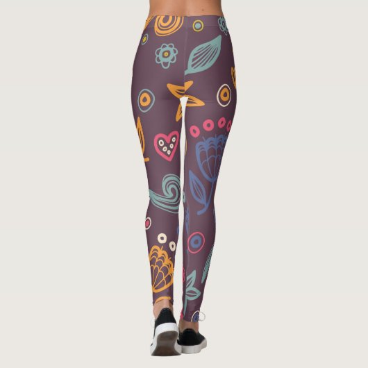Chic Botanical Pattern Modern Leggings (Achterkant)