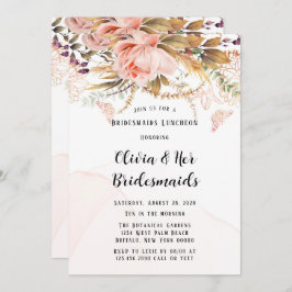 Chic Botanical Peony Butterfly Bridesmaids Lunch Kaart