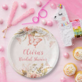 Chic Botanical Peony Butterfly Vrijgezellenfeest Papieren Bordje (Feest)