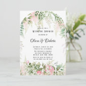 Chic Botanical Pink Wisteria Floral Wedding Shower Kaart (Staand voorkant)