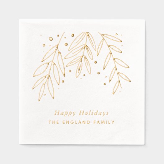 Chic Botanical Springs Holiday Gold Folie Servetten (Voorkant)