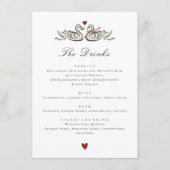 Chic Botanical Swan Couple Wedding Beverage List Menu (Voorkant)