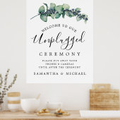 Chic Botanical Unplugged Wedding Ceremony Sign Poster (Keuken)