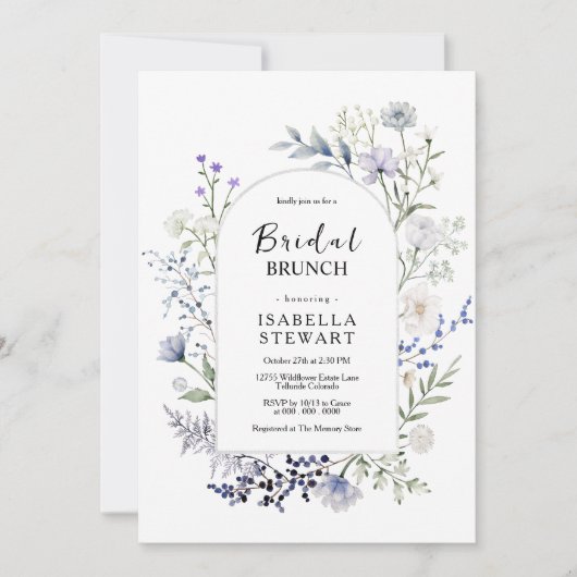 Chic Botanical Waterverf Wildflower Bridal Brunch Kaart (Voorkant)