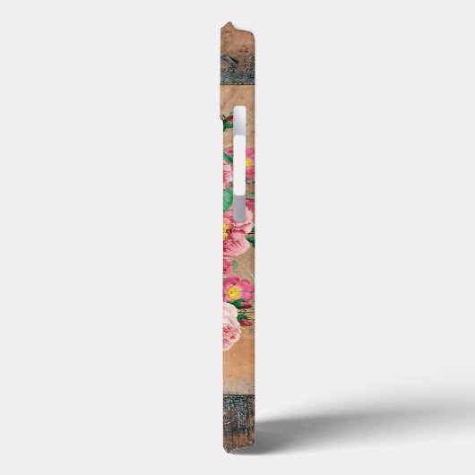 Chic Botanical  Wreatinmonogram Hout Case-Mate iPhone Case (Achterkant / Links)