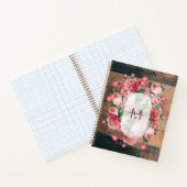 Chic Botanical Wreatinmonogram Hout Notitieboek (Binnen)