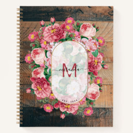 Chic Botanical  Wreatinmonogram Hout Notitieboek