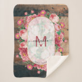 Chic Botanical  Wreatinmonogram Hout Sherpa Deken (Voorkant)