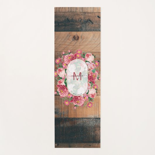 Chic Botanical  Wreatinmonogram Hout Yogamat (Voorkant)