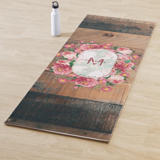 Chic Botanical  Wreatinmonogram Hout Yogamat (In situ)