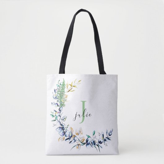 Chic Botanical Wreatmonogram Tote Bag (Voorkant)
