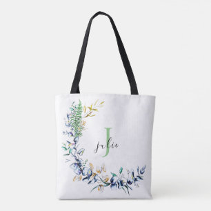 Chic Botanical Wreatmonogram Tote Bag