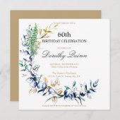 Chic Botanical Wreator  Birthday Kaart (Voorkant / Achterkant)