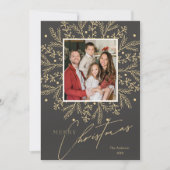 Chic Botanisch Lijst Foto en Vrolijk Kerstfeest Feestdagenkaart (Voorkant)