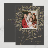 Chic Botanisch Lijst Foto en Vrolijk Kerstfeest Feestdagenkaart (Voorkant / Achterkant)