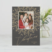 Chic Botanisch Lijst Foto en Vrolijk Kerstfeest Feestdagenkaart (Staand voorkant)