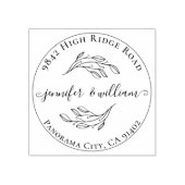 Chic Botanisch Whimsical Script Trouwadres Rubberstempel (Afrduk)