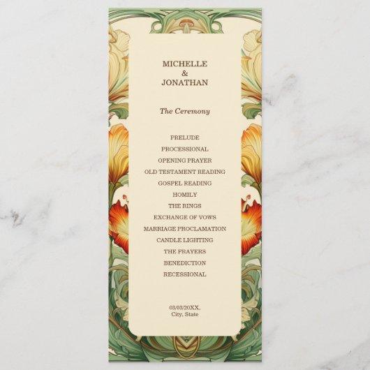  Chic Botanische Art Nouveau Alfonse Mucha Programmakaart (Voorkant)