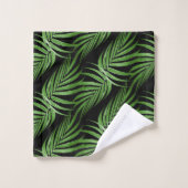 Chic Botanische Groene Palm Bladeren op Zwart Bad Handdoek (Wasdoekje)