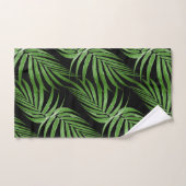 Chic Botanische Groene Palm Bladeren op Zwart Bad Handdoek (Handdoek)
