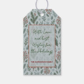 Chic Botanische Holly Berry Bloemenpatroon Cadeaulabel (Voorkant)