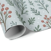 Chic Botanische Holly Berry Bloemenpatroon Cadeaupapier (Rol Hoek)