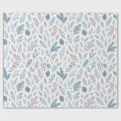 Chic Botanische Holly Berry Bloemenpatroon Cadeaupapier (Vlak)
