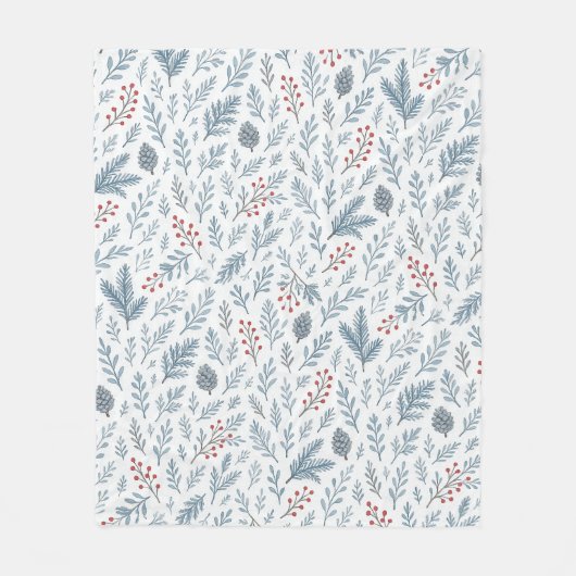 Chic Botanische Holly Berry Bloemenpatroon Fleece Deken (Voorkant)