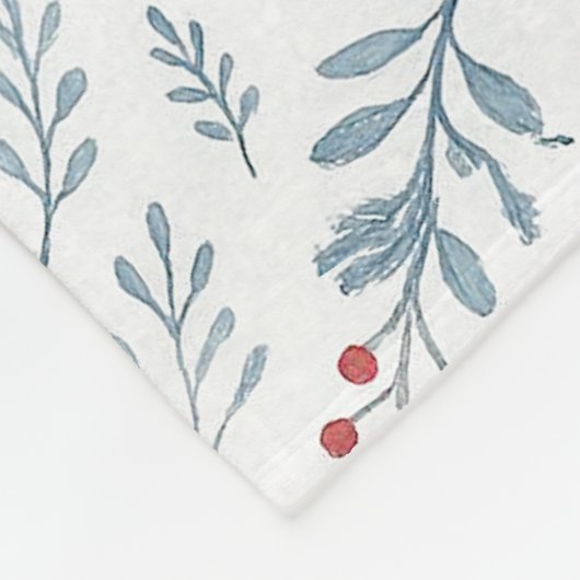 Chic Botanische Holly Berry Bloemenpatroon Fleece Deken (Hoek)