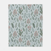 Chic Botanische Holly Berry Bloemenpatroon Fleece Deken (Voorkant)