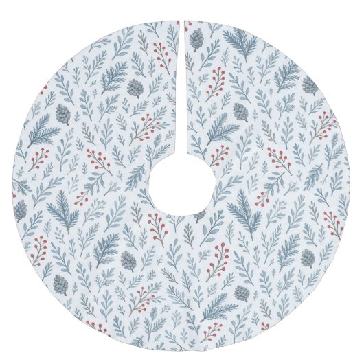 Chic Botanische Holly Berry Bloemenpatroon Kerstboom Rok (Voorkant)