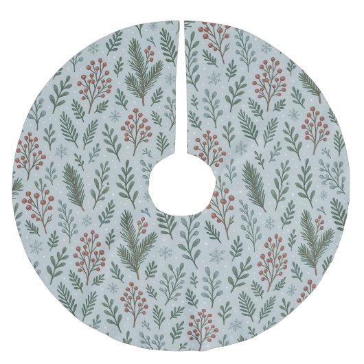 Chic Botanische Holly Berry Bloemenpatroon Kerstboom Rok (Voorkant)