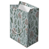Chic Botanische Holly Berry Bloemenpatroon Medium Cadeauzakje (Voorkant Gekanteld)