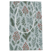 Chic Botanische Holly Berry Bloemenpatroon Medium Cadeauzakje (Voorkant)