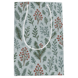 Chic Botanische Holly Berry Bloemenpatroon Medium Cadeauzakje