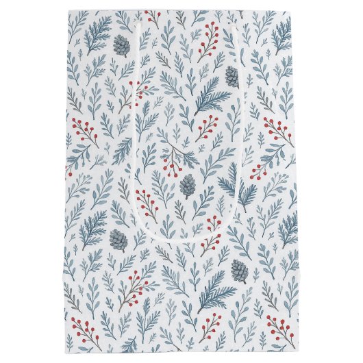 Chic Botanische Holly Berry Bloemenpatroon Medium Cadeauzakje (Achterkant)