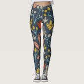 Chic Botanische Illustratie Sinaasappel Geel Patro Leggings (Voorkant)