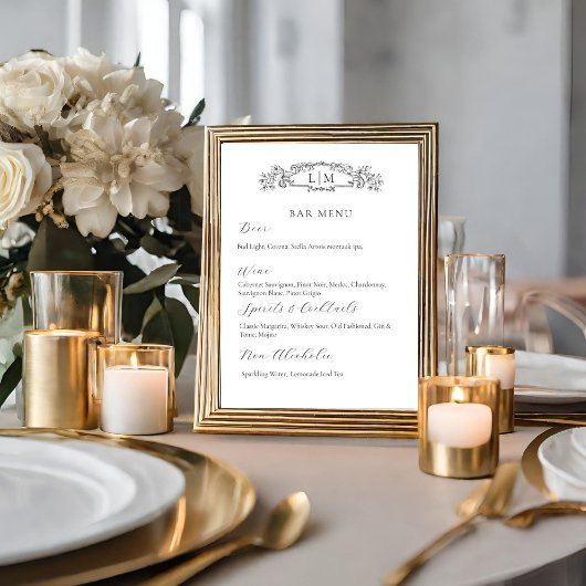 Chic Botanische kam Handtekening Drink bruiloft Te Poster